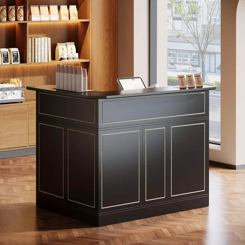 Velmor Modern L-Shaped Reception Desk With Storage Shelves (SAK81036) by SAKSBY WHOLESALE