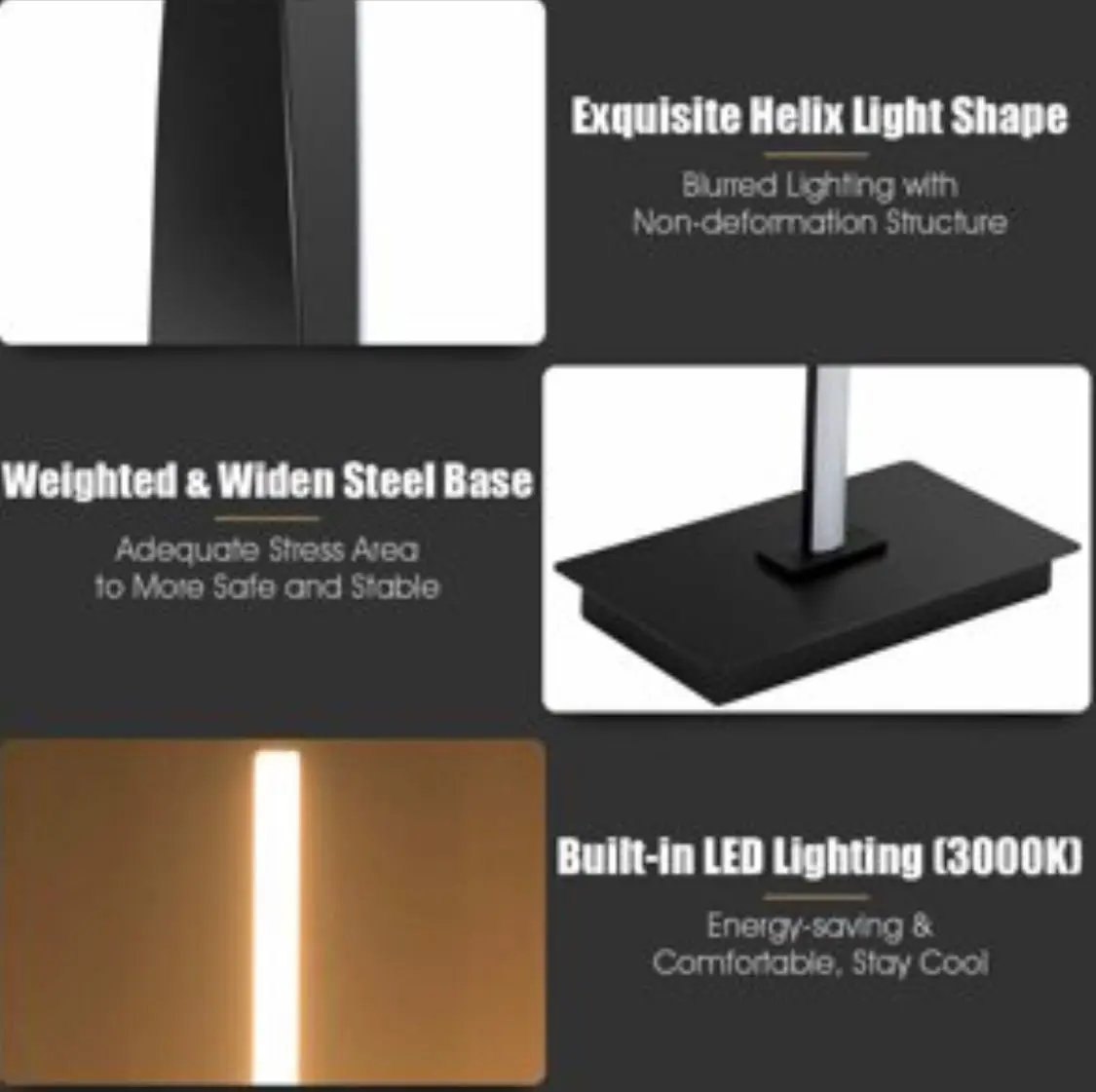 Modern LED Floor Lamp for Living Room Bright Lighting - 48" Tall Light-Dimmable by Outdoor Solar Outlet