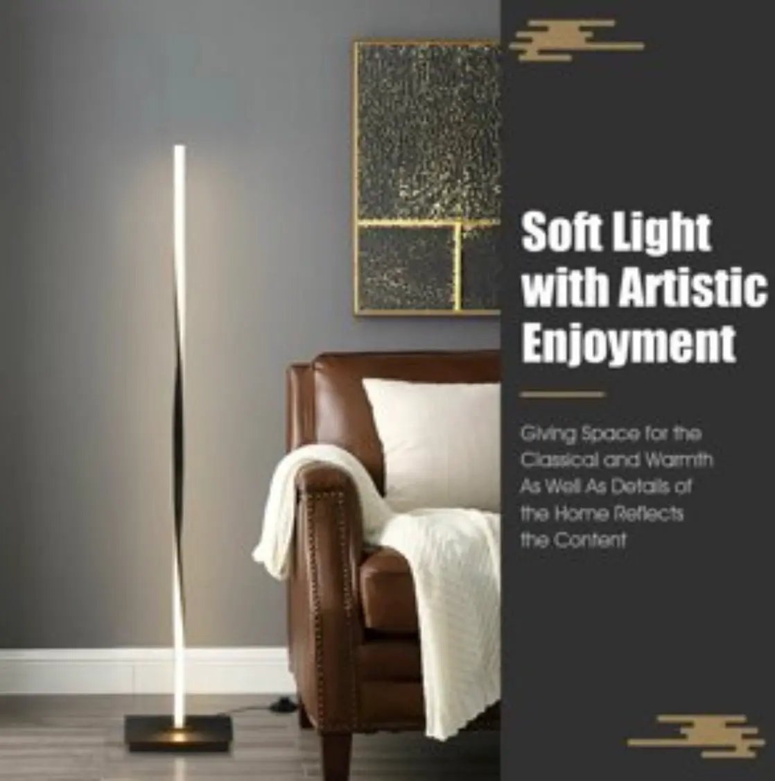 Modern LED Floor Lamp for Living Room Bright Lighting - 48" Tall Light-Dimmable by Outdoor Solar Outlet