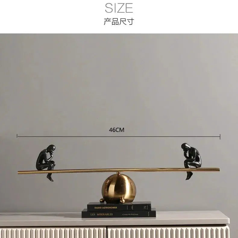 Modern Balance Thinker Sculpture with Golden Ladder for Contemporary Home Decor by House Of Avana