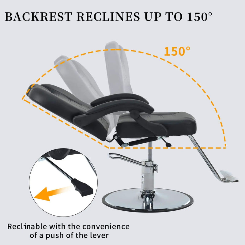 Modern Reclining Barber Chair With Adjustable Headrest And Hydraulic Pump (SAK62751) by SAKSBY WHOLESALE