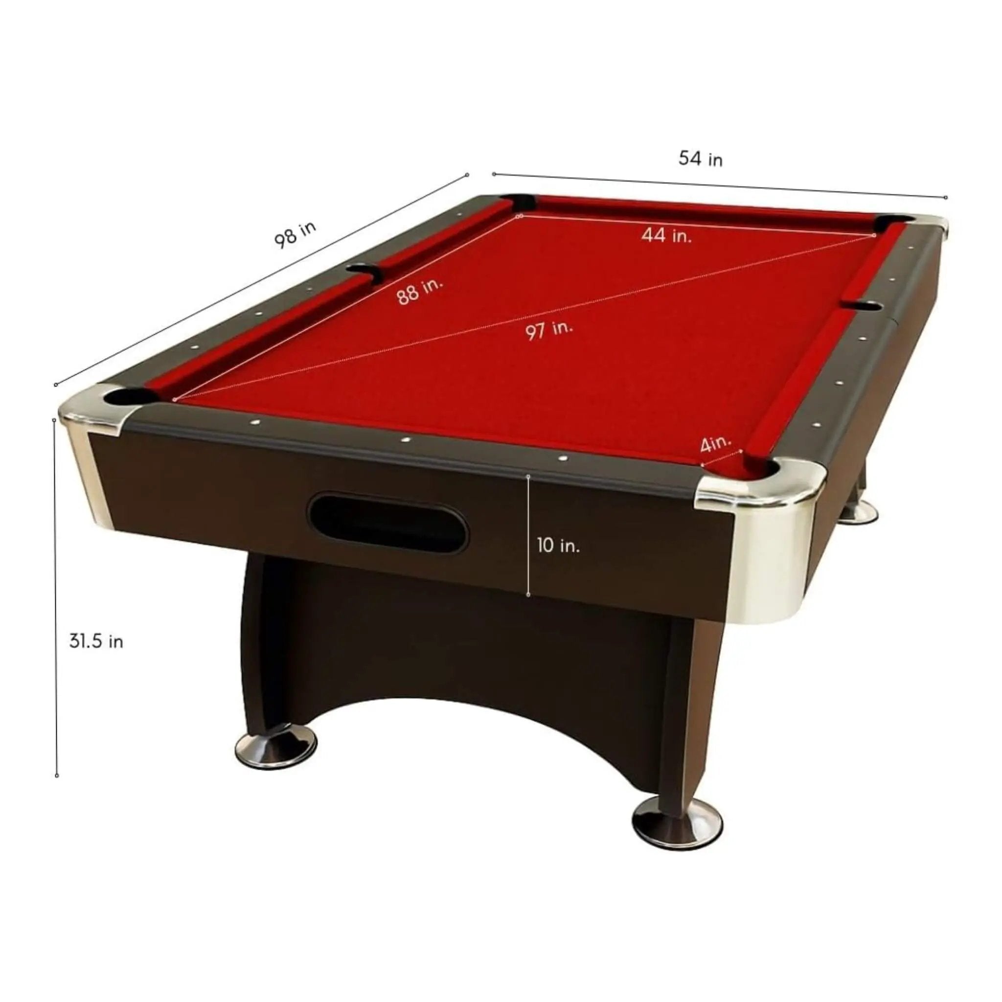 8FT Modern Red Felt Billiard Pool Table With Automatic Ball Return And Accessories Kit (SAK76139) by SAKSBY WHOLESALE