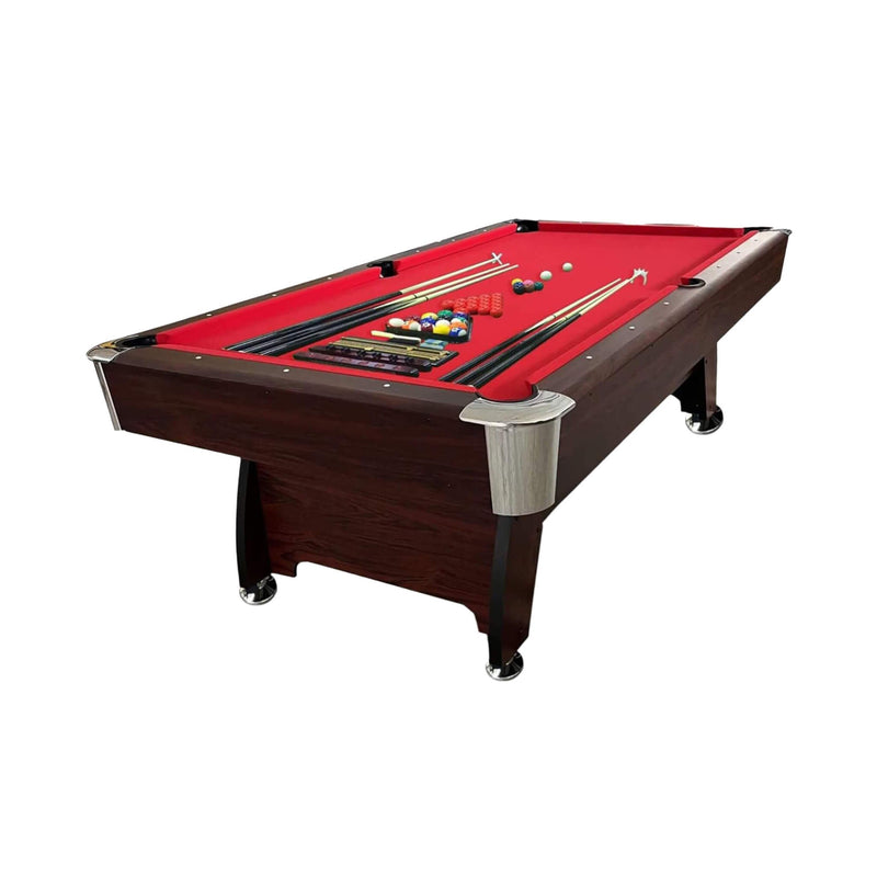 8FT Modern Red Felt Billiard Pool Table With Automatic Ball Return And Accessories Kit (SAK76139) by SAKSBY WHOLESALE