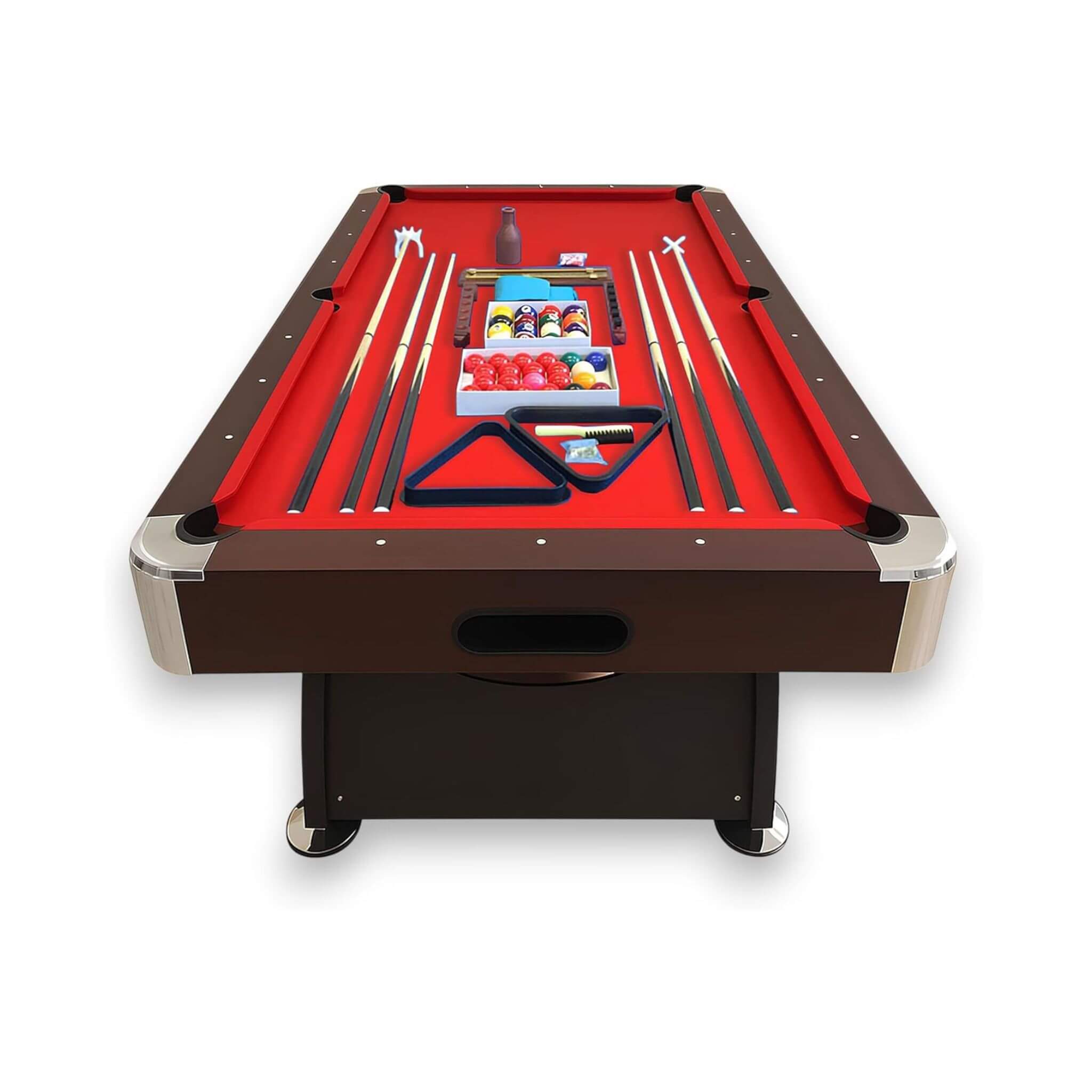 8FT Modern Red Felt Billiard Pool Table With Automatic Ball Return And Accessories Kit (SAK76139) by SAKSBY WHOLESALE