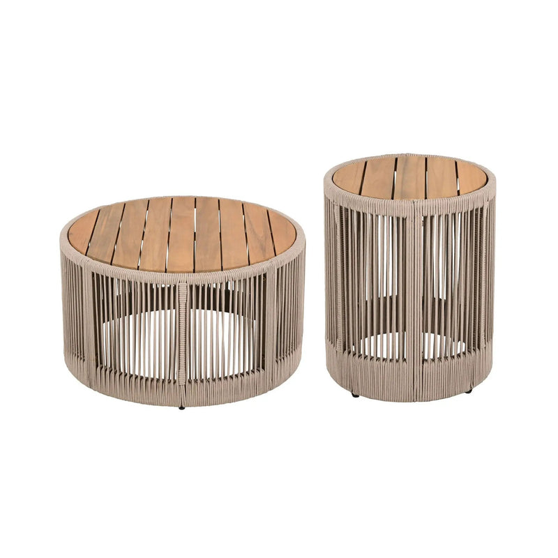 Alora Modern Rustic Coffee Table & Side Table With Woven Rope Design (SAK56739) by SAKSBY WHOLESALE