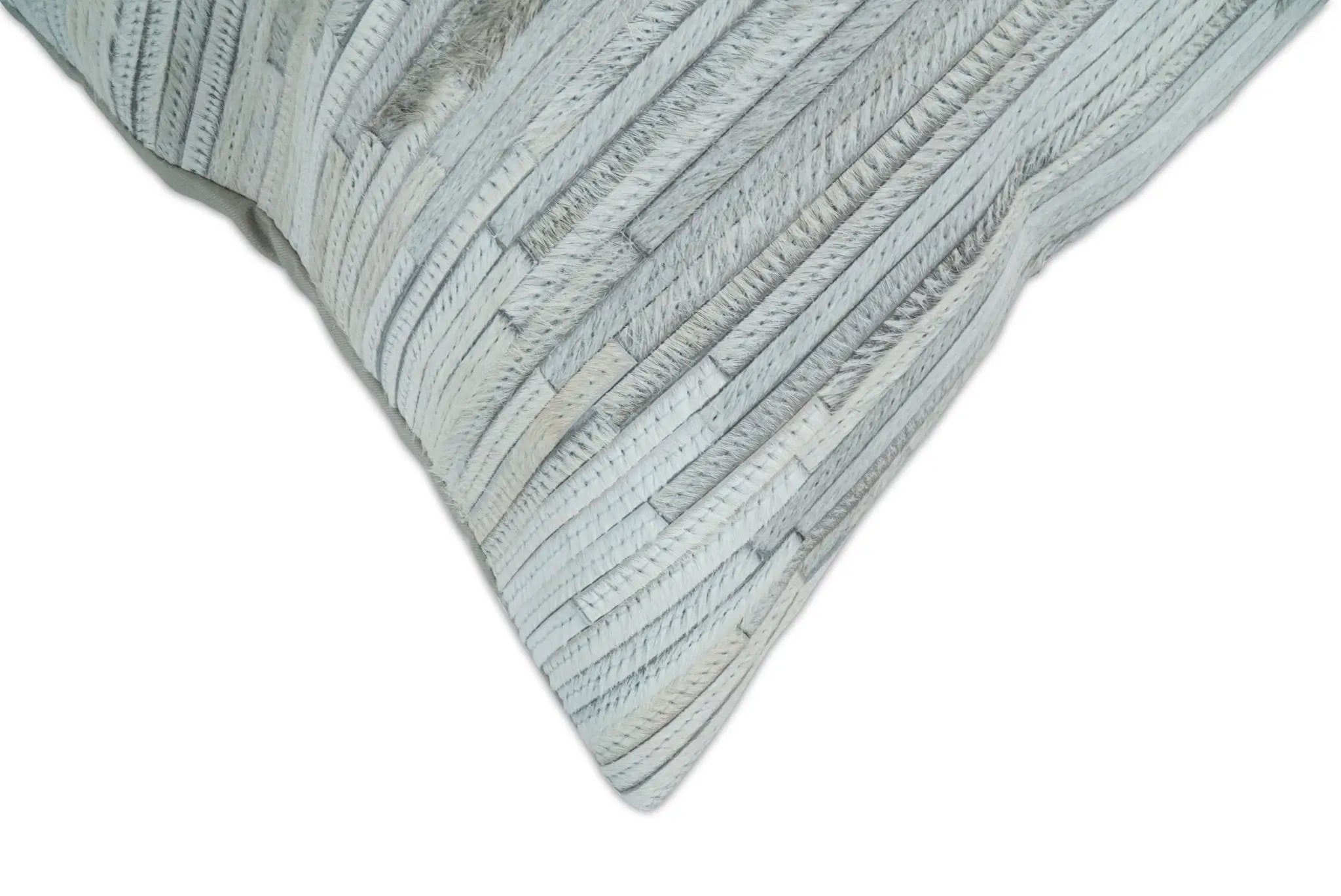 Modern Stripes Ivory and Gray Genuine leather Pillow with Insert, Cushion | PL16 by The Rug Decor