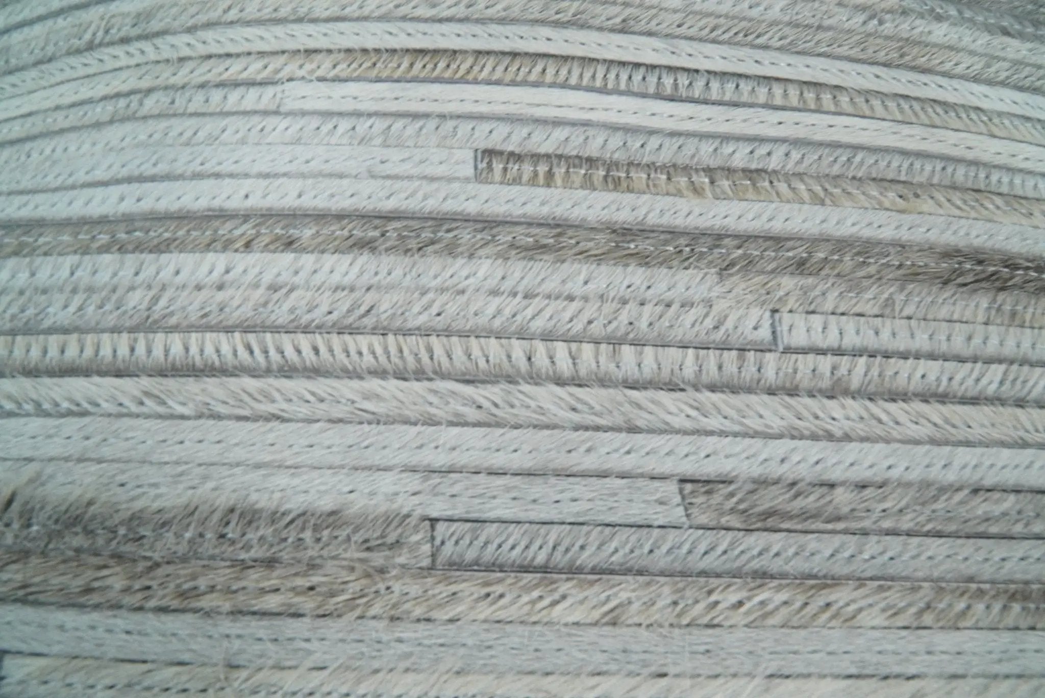 Modern Stripes Ivory and Gray Genuine leather Pillow with Insert, Cushion | PL16 by The Rug Decor