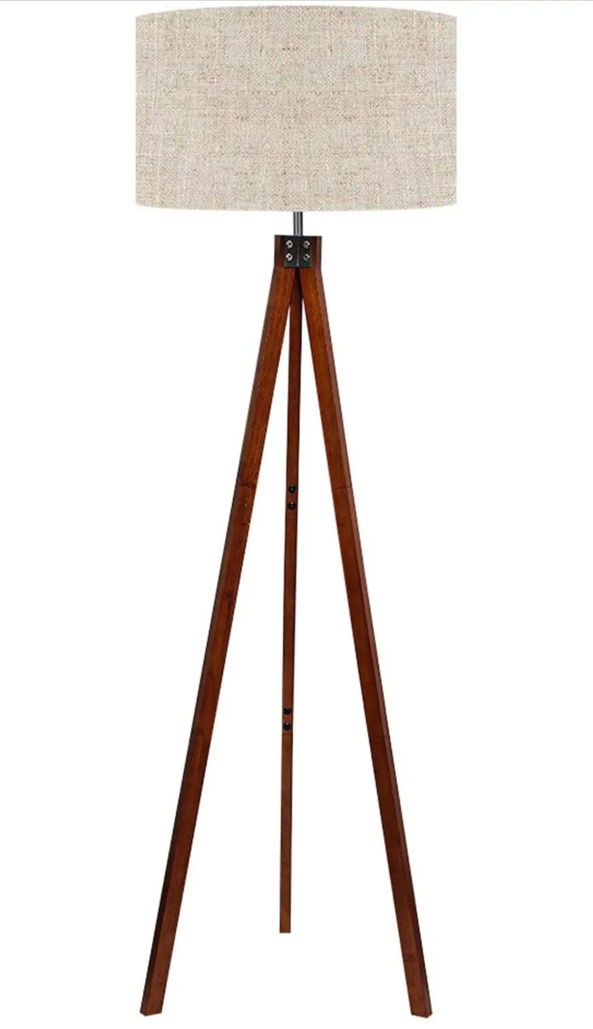 Modern Tripod LED Floor Lamp – Mid Century Dimmable Modern Light for Contemporary Living Rooms - Tall Free Standing Lamp with Solid Wood Legs by Outdoor Solar Outlet