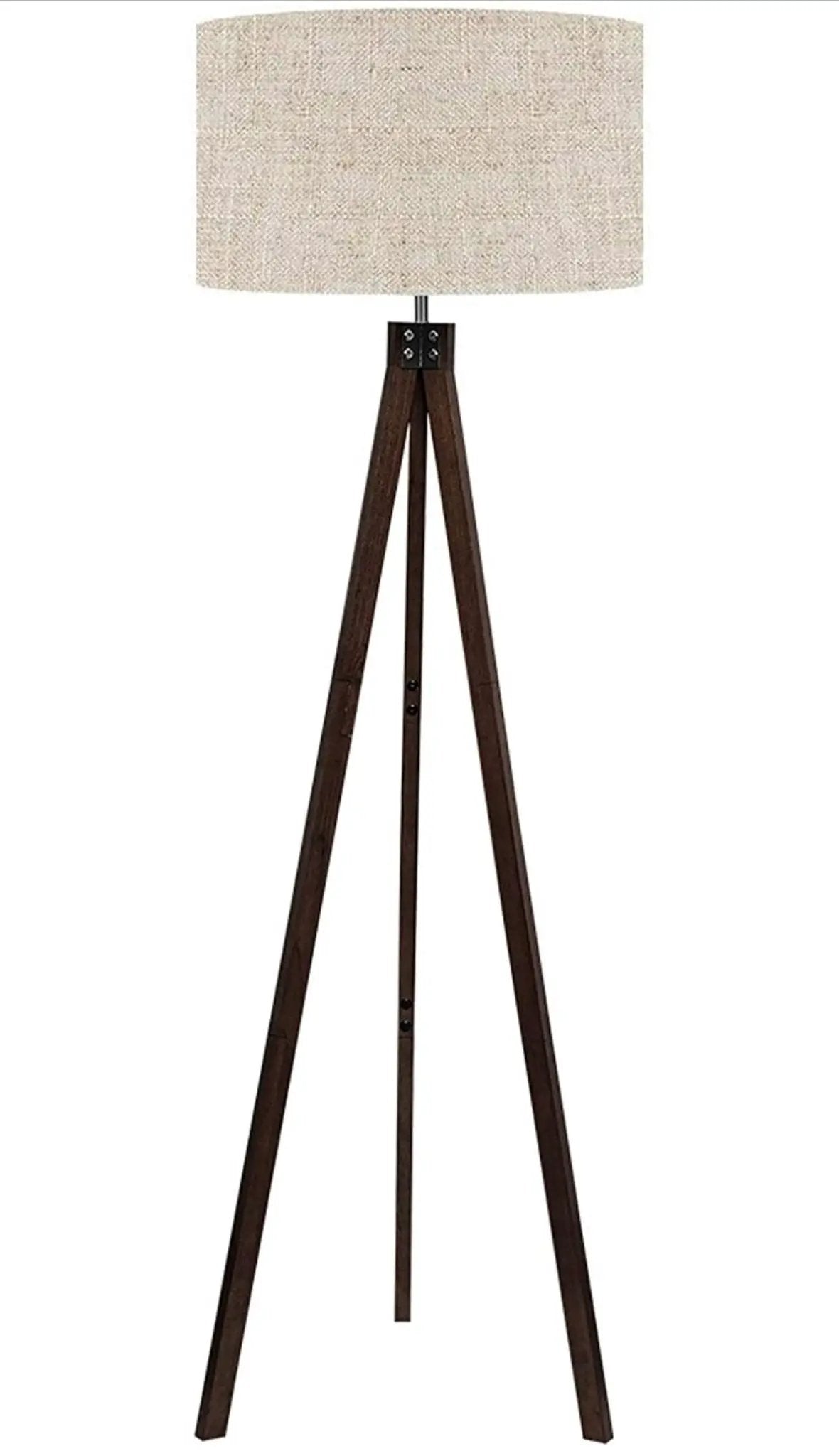 Modern Tripod LED Floor Lamp – Mid Century Dimmable Modern Light for Contemporary Living Rooms - Tall Free Standing Lamp with Solid Wood Legs by Outdoor Solar Outlet
