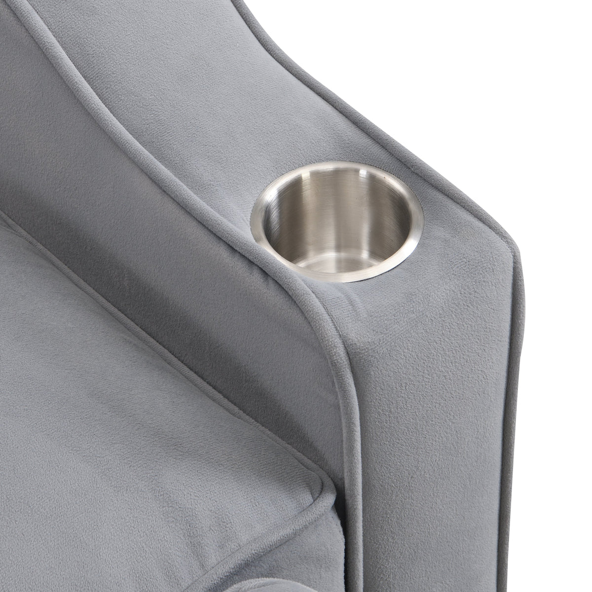 Modern Velvet Sleeper Loveseat with Pullout Bed and USB Ports - Light Gray, photo 14 of 20