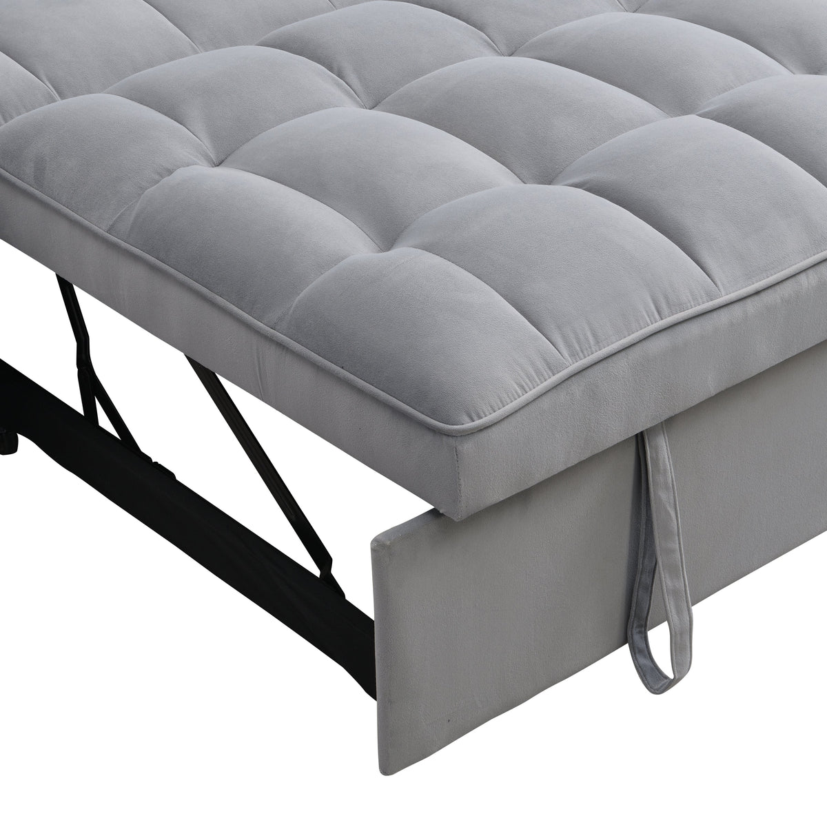 Modern Velvet Sleeper Loveseat with Pullout Bed and USB Ports - Light Gray, photo 18 of 20