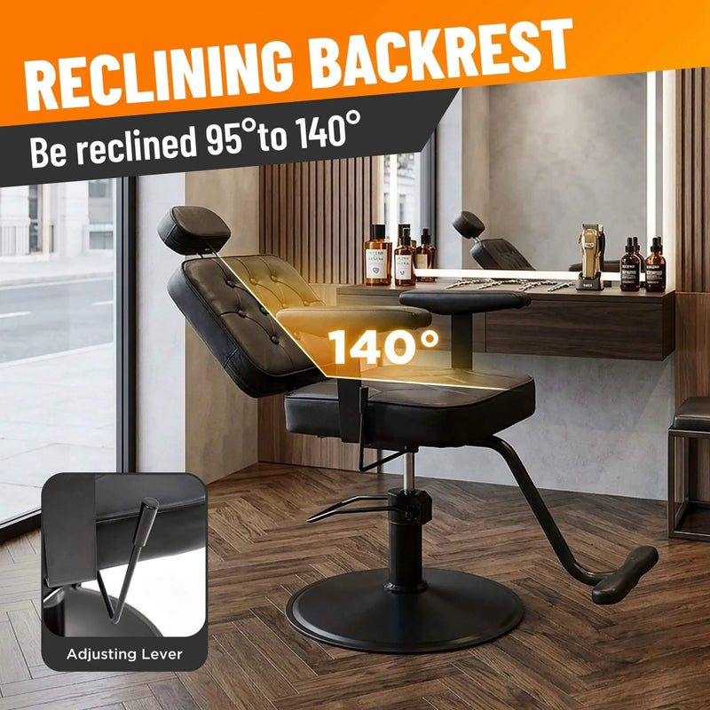 Modern Vintage Hydraulic PU Leather Reclining Barber Chair (SAK59102) by SAKSBY WHOLESALE