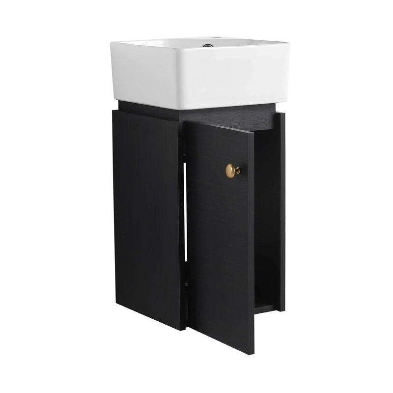 Nuvia Modern Wall-Mounted Bathroom Vanity With Ceramic Sink And Soft Close Door (SAK05214) by SAKSBY WHOLESALE