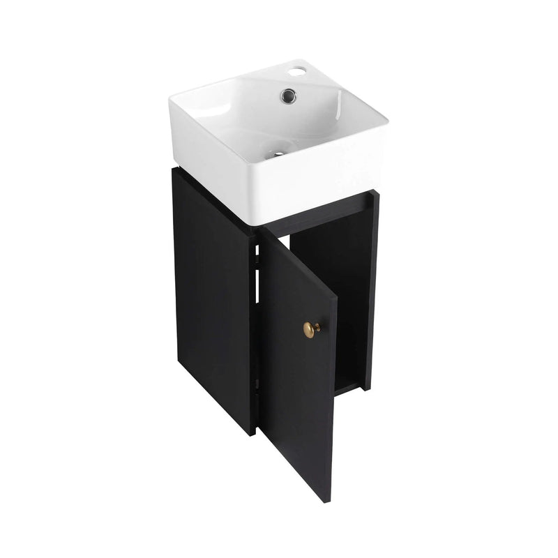 Nuvia Modern Wall-Mounted Bathroom Vanity With Ceramic Sink And Soft Close Door (SAK05214) by SAKSBY WHOLESALE