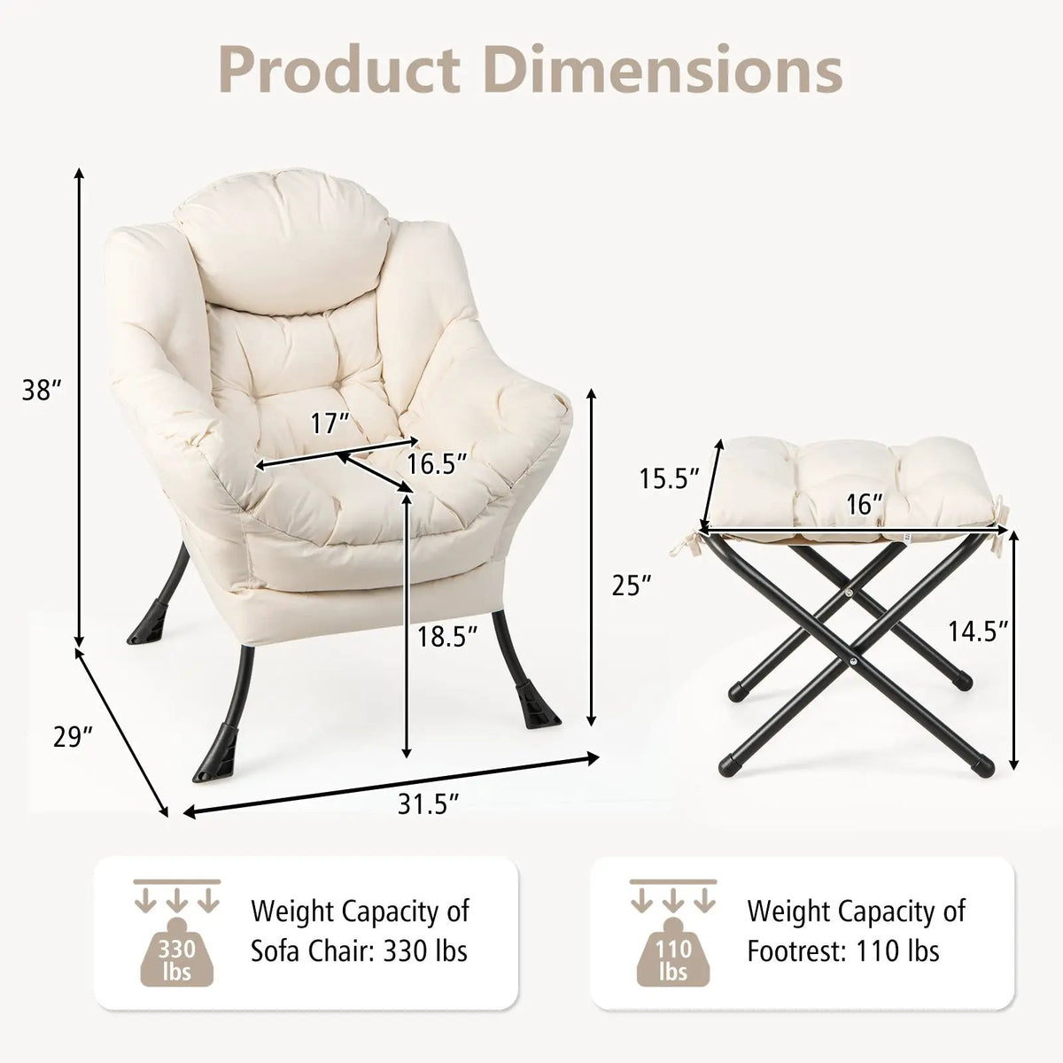 Modern Accent Sofa Chair with Folding Footrest and Side Pocket by DirectDeals