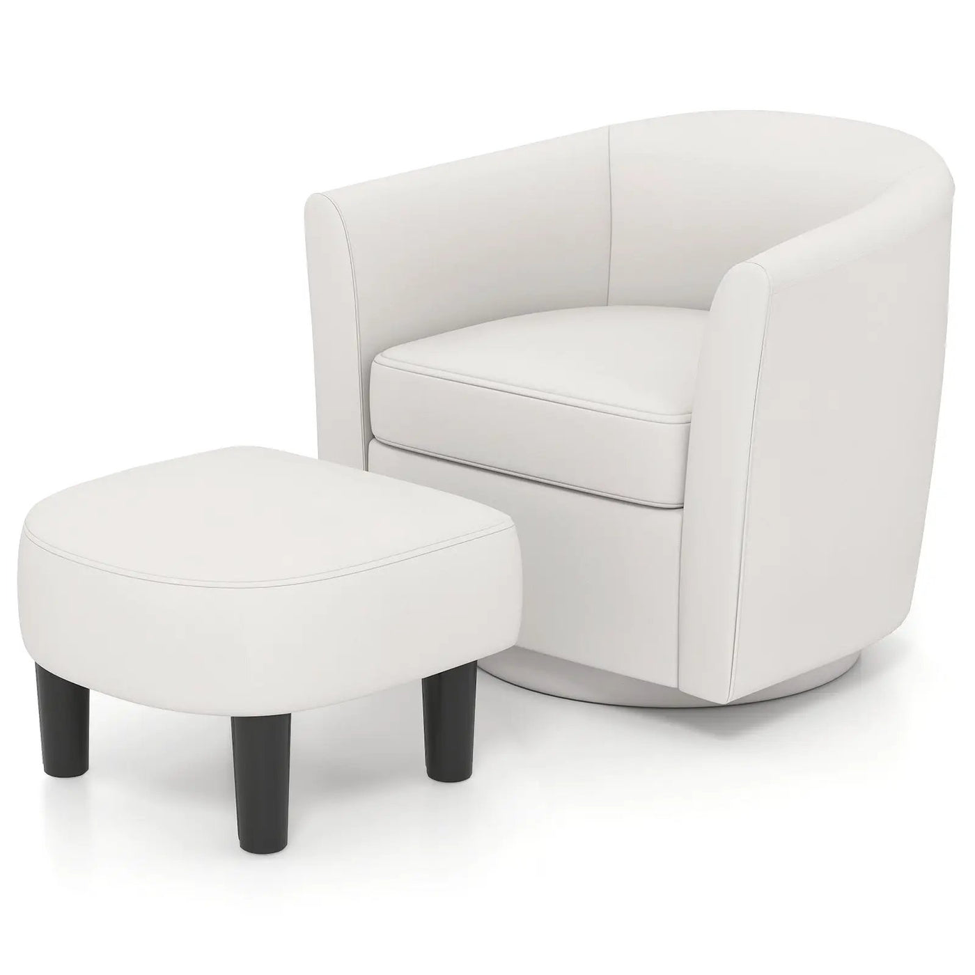 Modern Club Swivel Accent Chair with Ottoman Footrest Curved Backrest by DirectDeals
