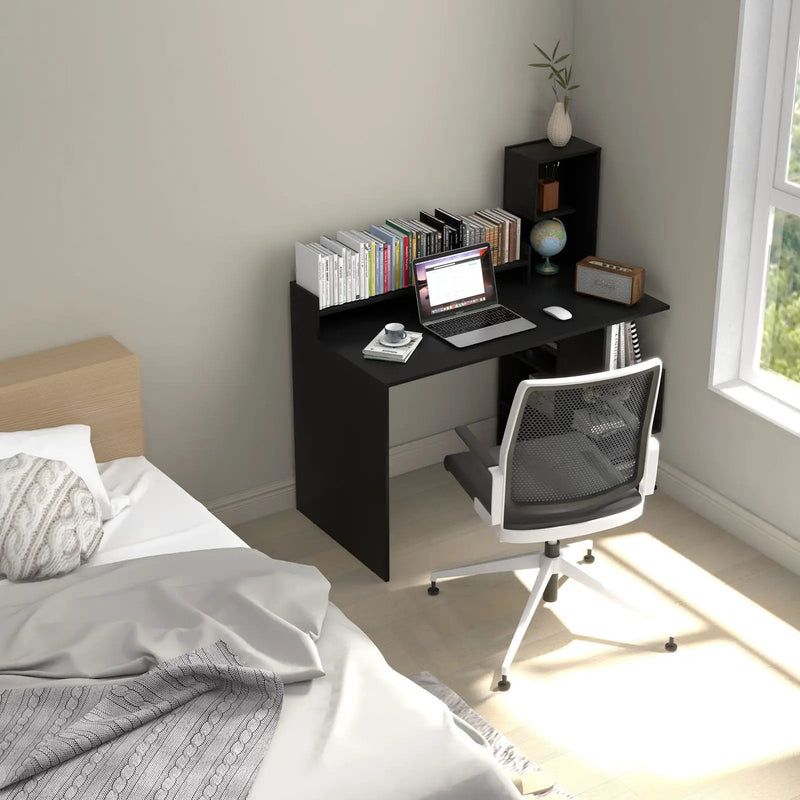 Modern Computer Desk with Storage Bookshelf and Hutch for Home Office by DirectDeals