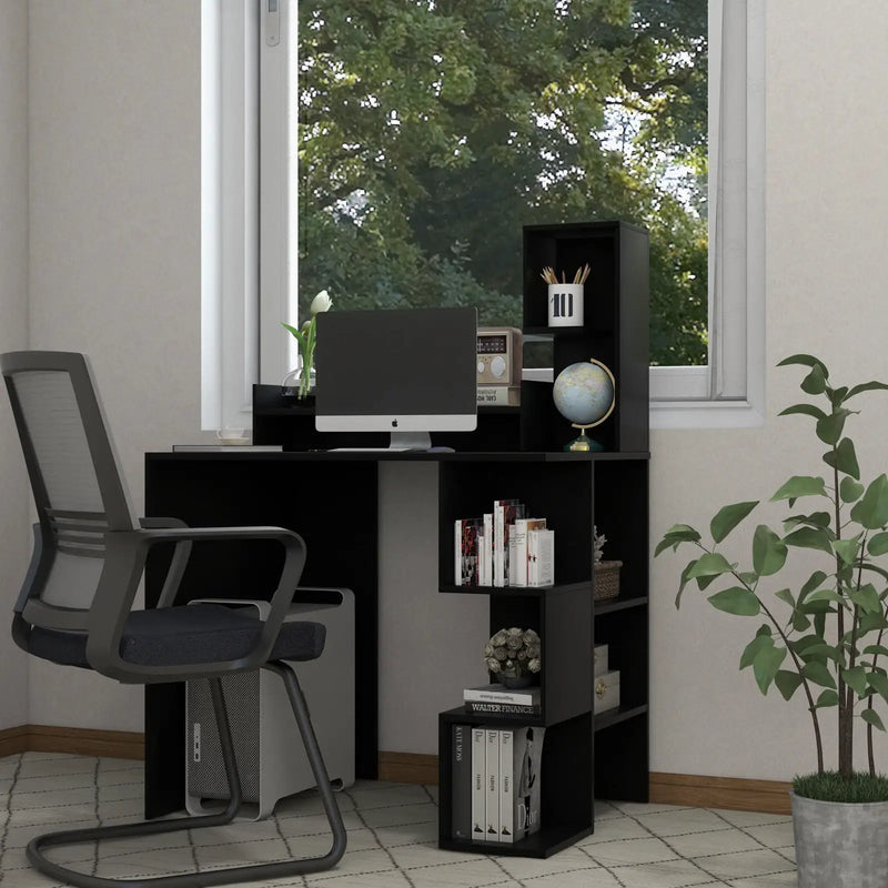 Modern Computer Desk with Storage Bookshelf and Hutch for Home Office by DirectDeals