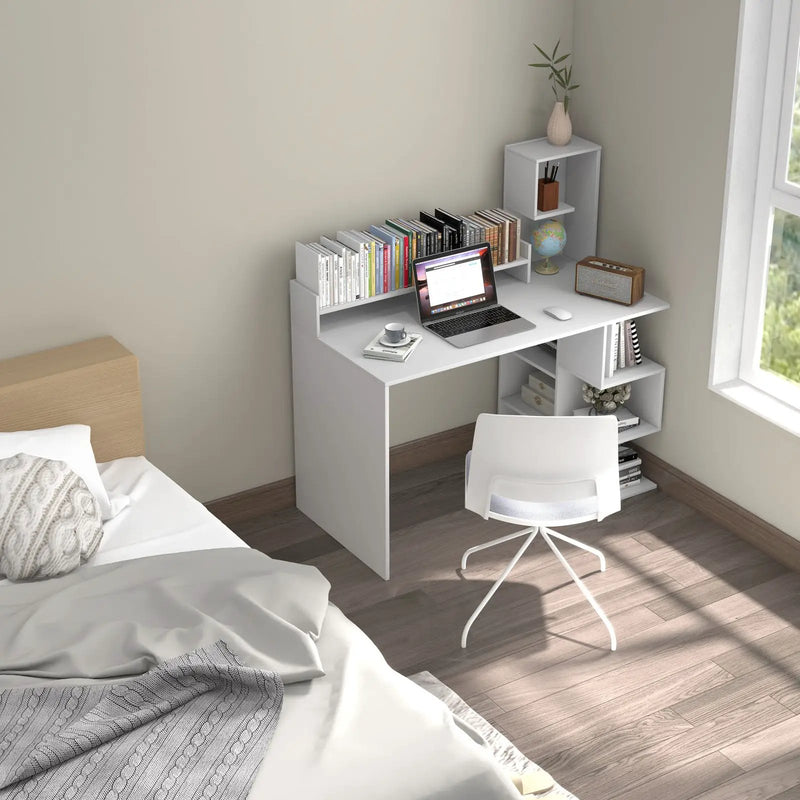 Modern Computer Desk with Storage Bookshelf and Hutch for Home Office by DirectDeals
