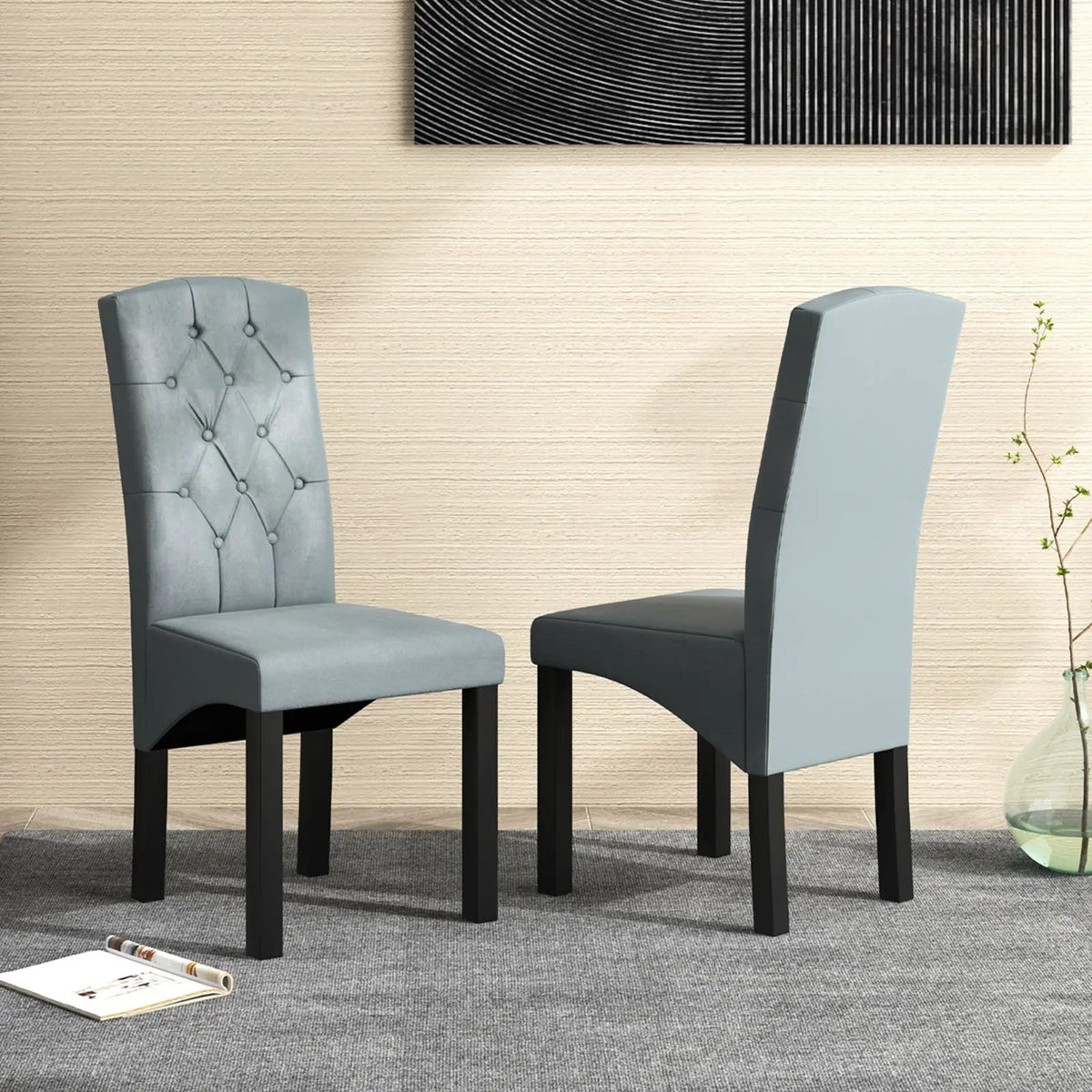 Modern Dining Chair with High Backrest High-density Sponge Cushion by DirectDeals
