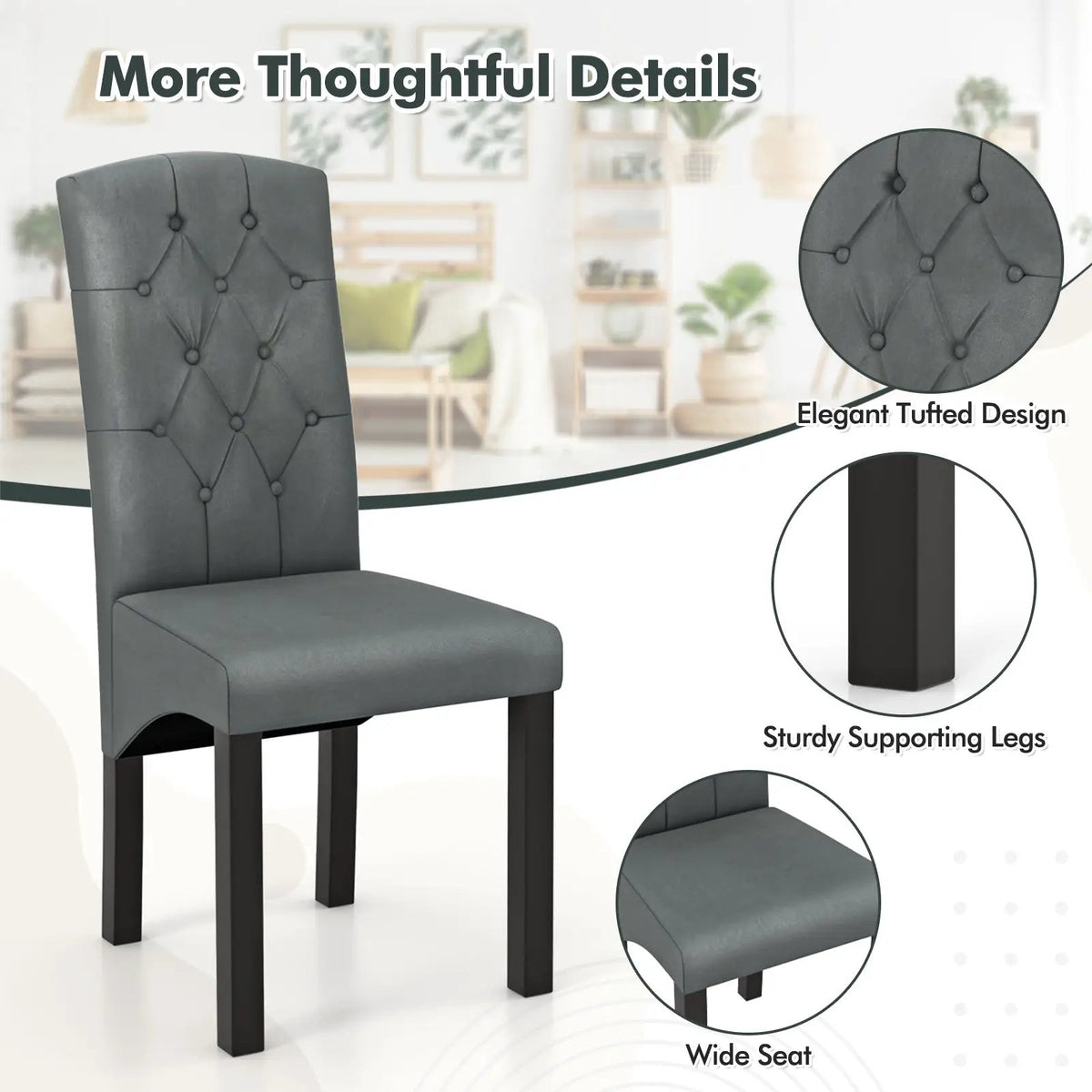 Modern Dining Chair with High Backrest High-density Sponge Cushion by DirectDeals