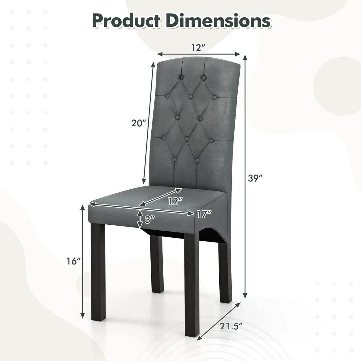 Modern Dining Chair with High Backrest High-density Sponge Cushion by DirectDeals