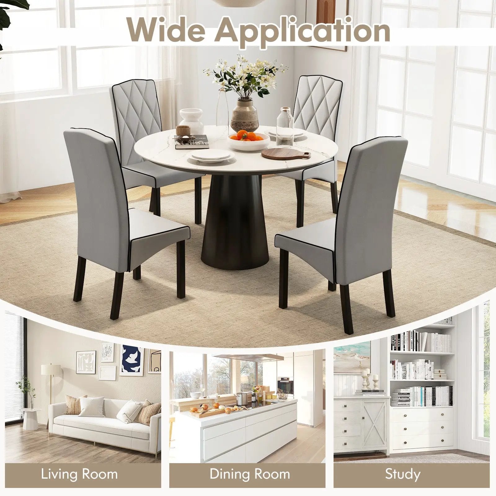Modern Dining Chair with High Backrest High-density Sponge Cushion by DirectDeals
