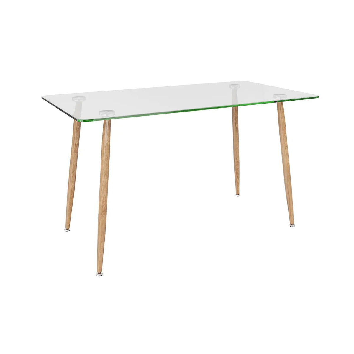 Modern Glass Rectangular Dining Table with Metal Legs by DirectDeals
