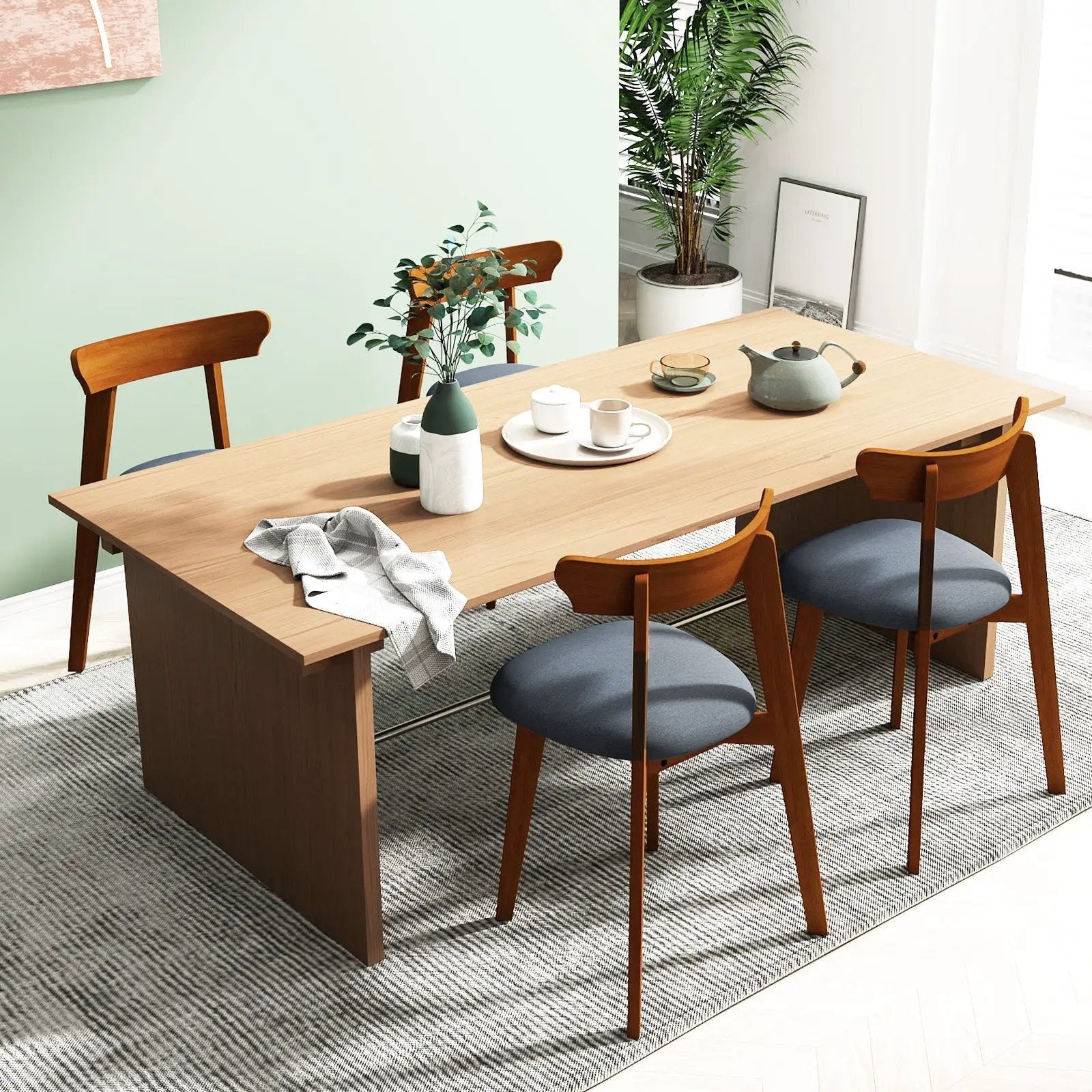 Mid-Century Modern Kitchen Chairs with Rubber Wood Frame and Padded Seat-Walunt by DirectDeals