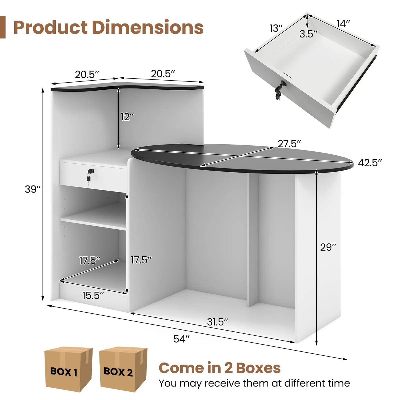 Modern Reception Desk Front Counter Desk with Oval Tabletop by DirectDeals