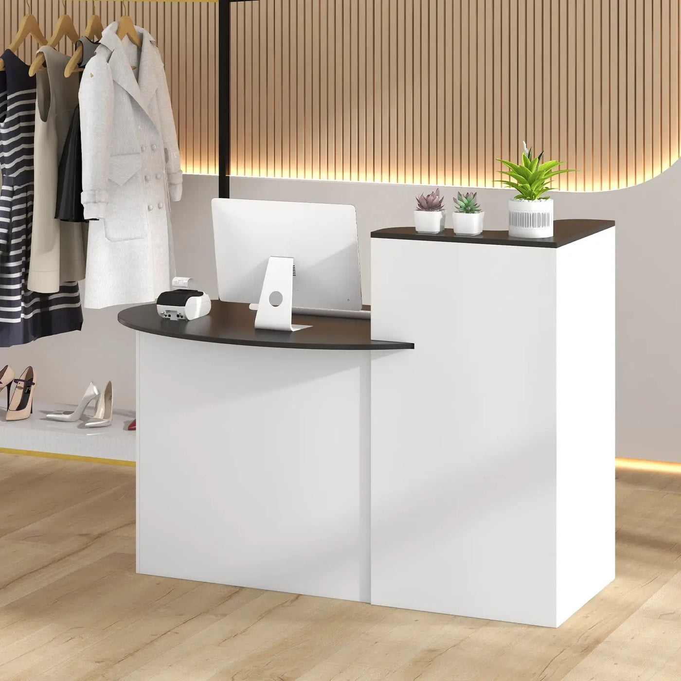Modern Reception Desk Front Counter Desk with Oval Tabletop by DirectDeals