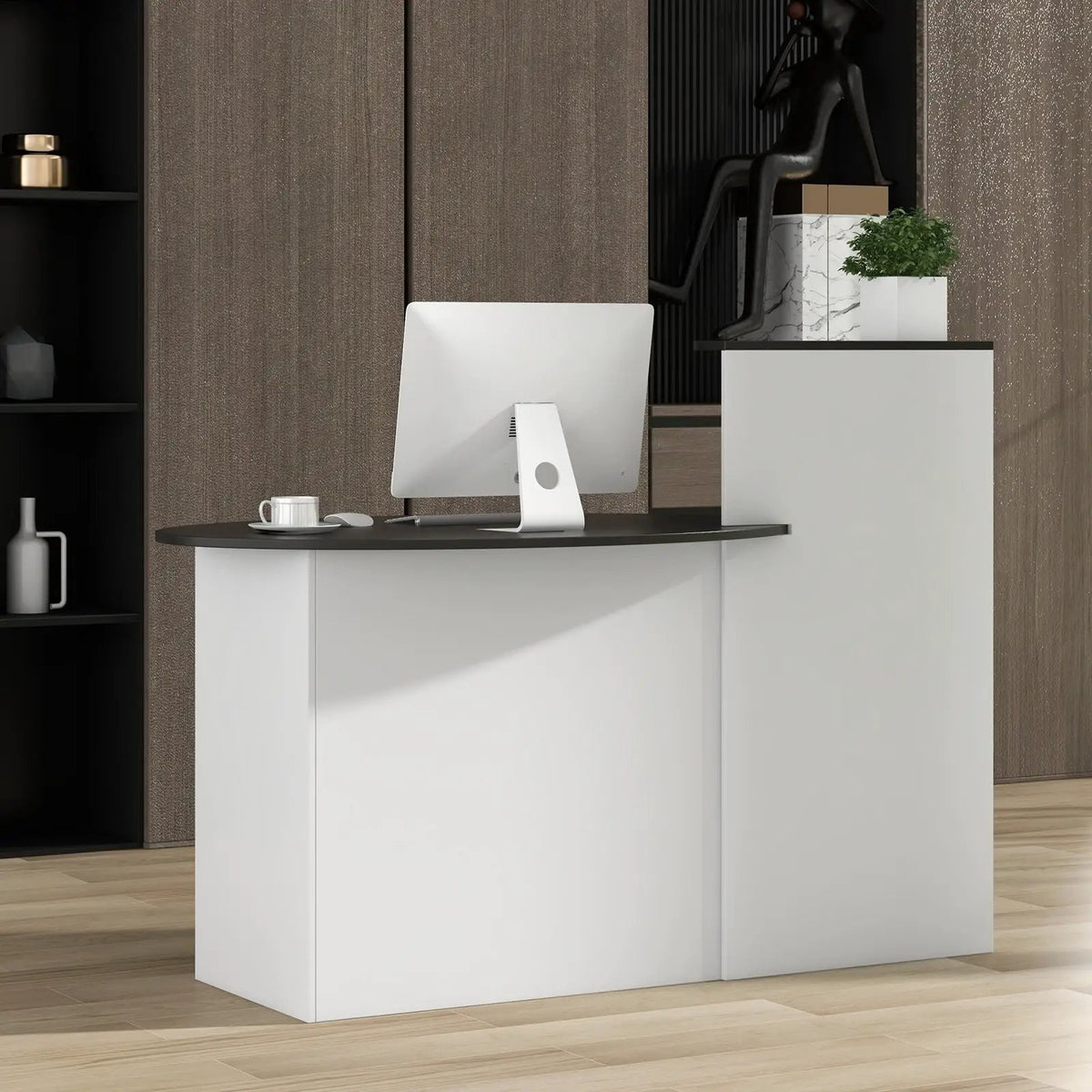 Modern Reception Desk Front Counter Desk with Oval Tabletop by DirectDeals