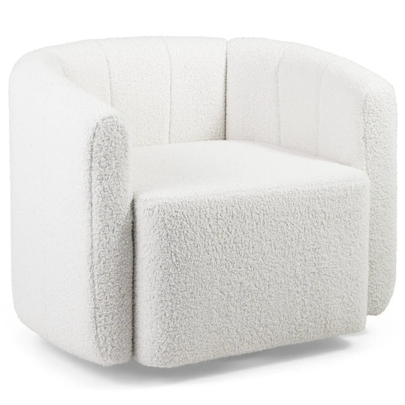 Modern Upholstered Sherpa Accent Chair with Curved Backrest and Armrests-White by DirectDeals