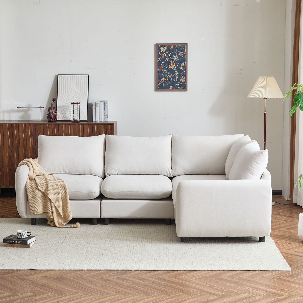 Modular Free Combination Sectional Sofa Couch with Solid Wood Frame - White, photo 10 of 16
