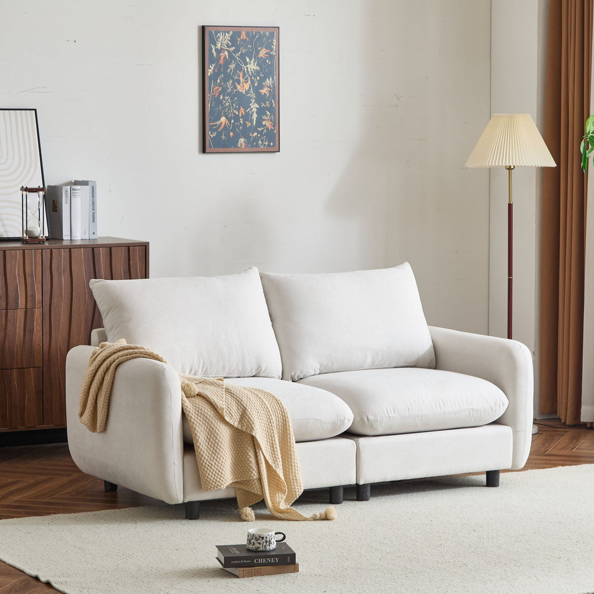 Modular Free Combination Sectional Sofa Couch with Solid Wood Frame - White, photo 2 of 16