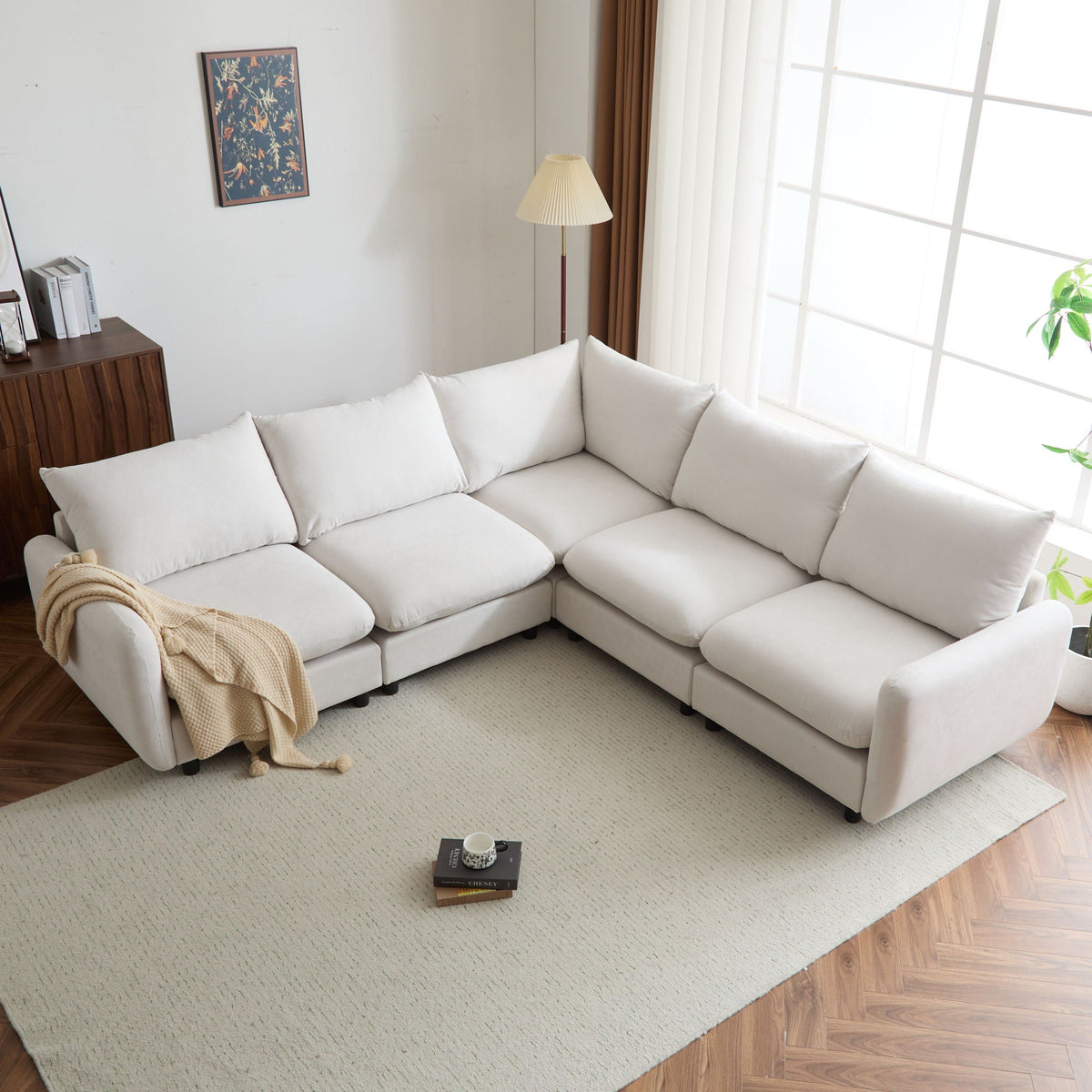 Modular Free Combination Sectional Sofa Couch with Solid Wood Frame - White, photo 5 of 16