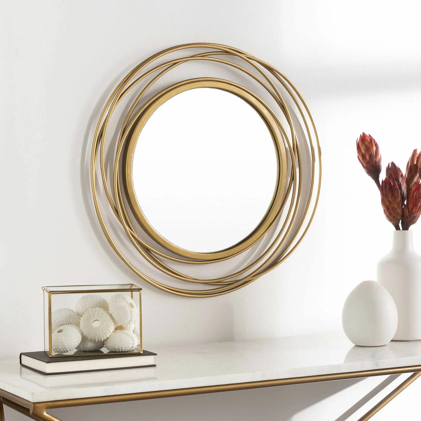 Monamon Round Rattan Mirror by Boutique Rugs