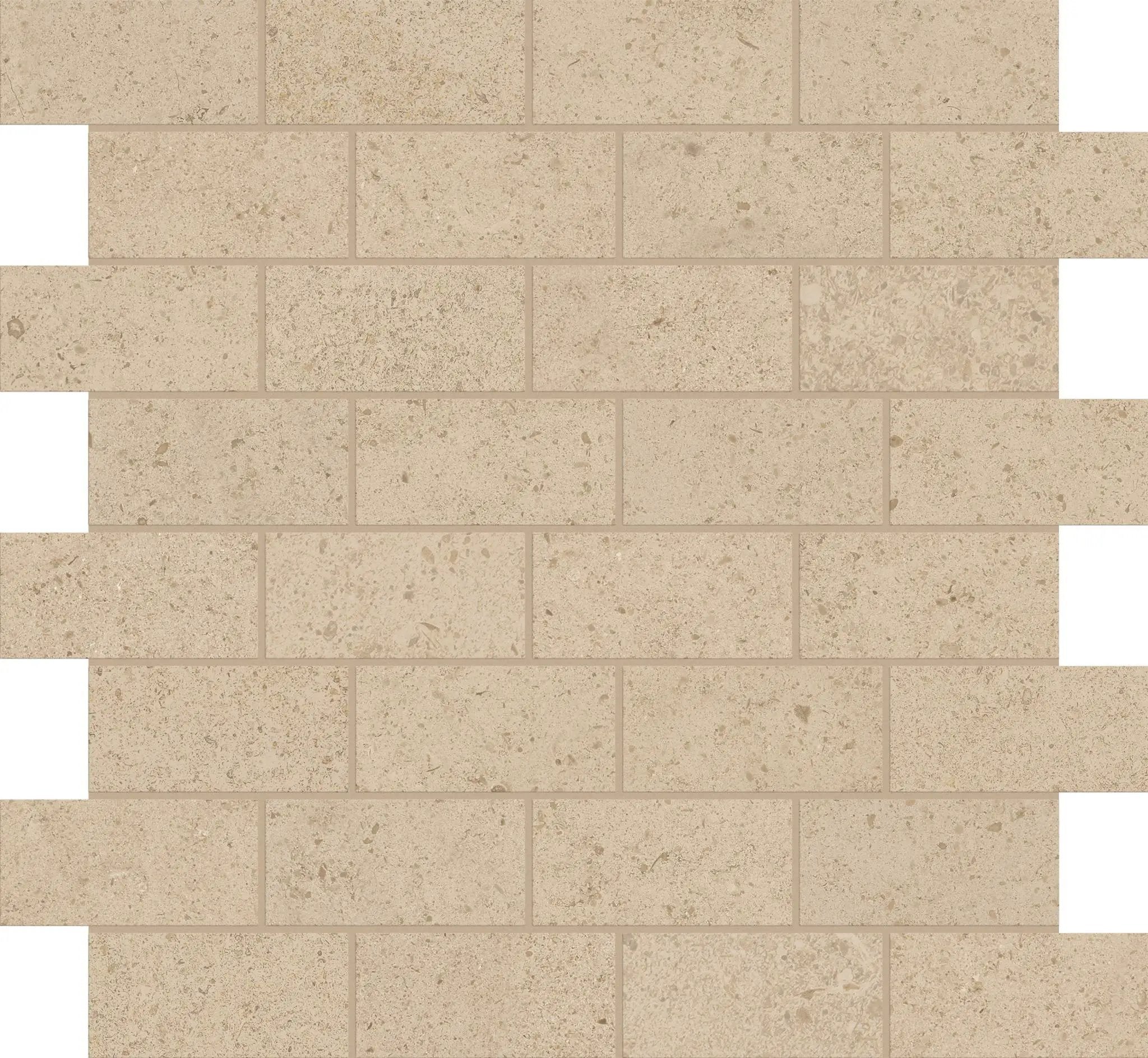 Mood Biscuit Mosaic J Limestone Look Porcelain Mosaics 12x12 by landmarkceramics