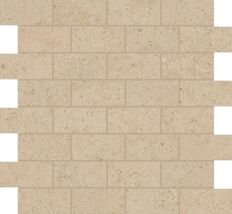 Mood Biscuit Mosaic J Limestone Look Porcelain Mosaics 12x12 by landmarkceramics