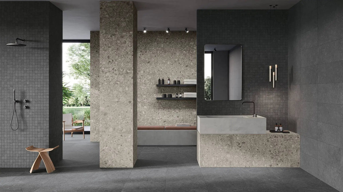 Mood Pearl Limestone Look Porcelain Tiles 12x24 by landmarkceramics