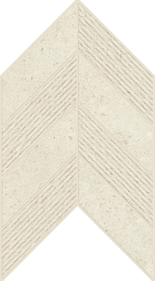 Mood Limestone Mosaic Chevron 3d Look Porcelain Mosaics 7.44x10
