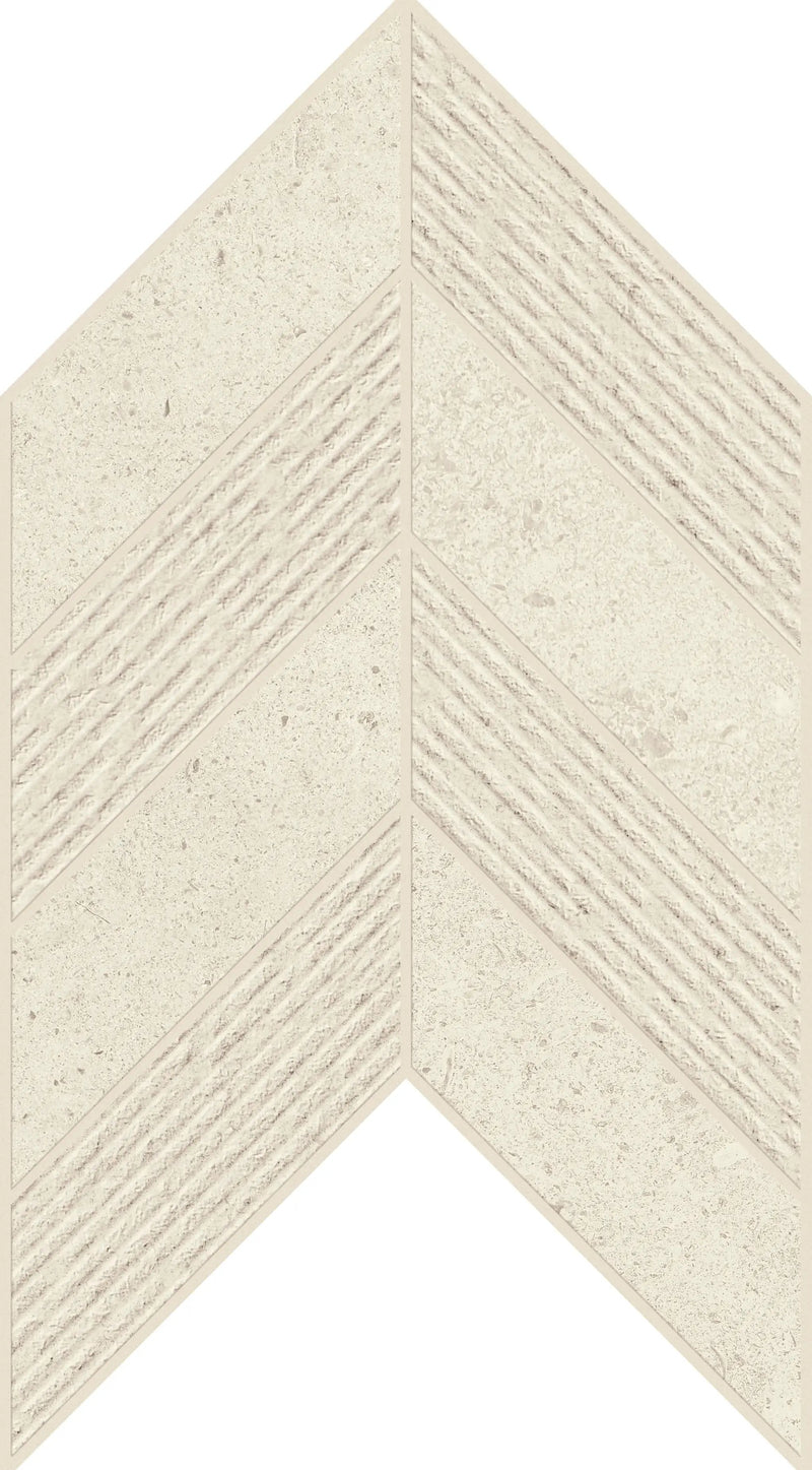 Mood Limestone Mosaic Chevron 3d Look Porcelain Mosaics 7.44x10 by landmarkceramics