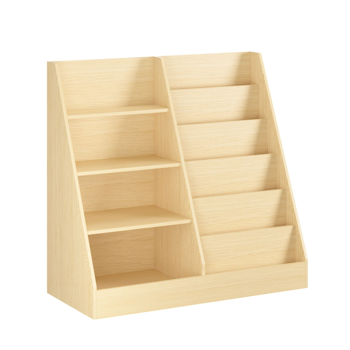 4 Tier Bookshelf and Toy Storage Organizer with Display Stand - Gray, Light Brown, White, photo 3 of 12
