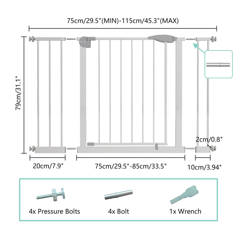 Pressure Mounted Baby Gate for Stairs with Double-Lock Safety - White, photo 3 of 4