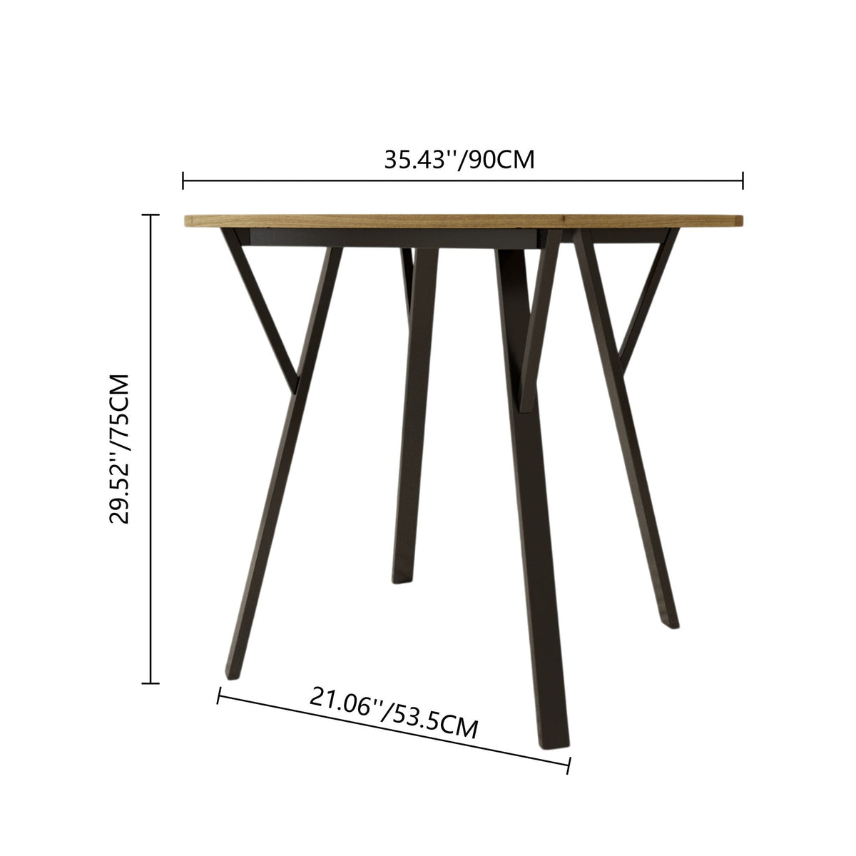 Round Dining Table for 2-4 People with Sturdy Metal Frame - Rustic Brown, photo 3 of 4