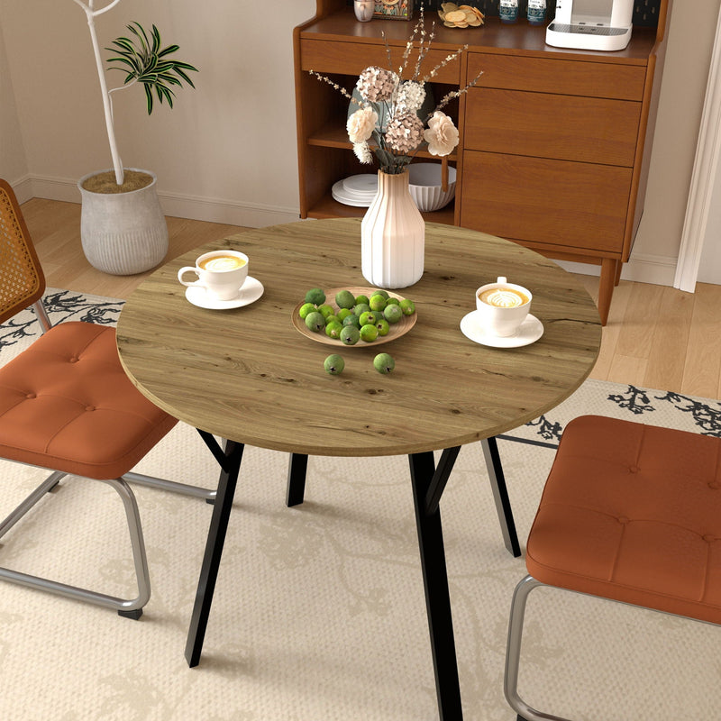 Round Dining Table for 2-4 People with Sturdy Metal Frame - Rustic Brown, photo 4 of 4