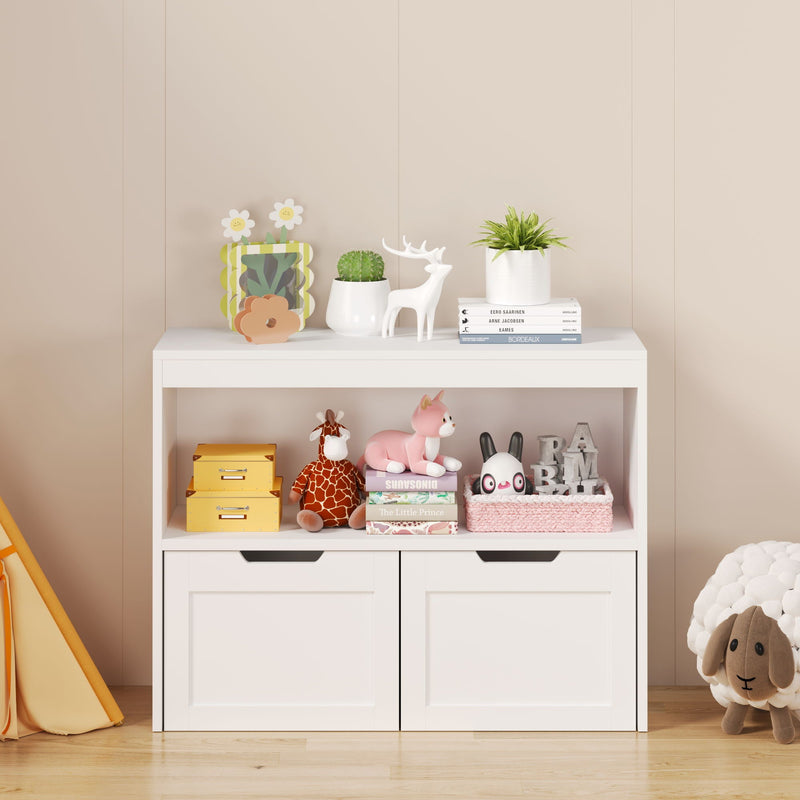 White Book Organizer with Large Drawers and Open Shelves - MDF Wood, photo 2 of 4