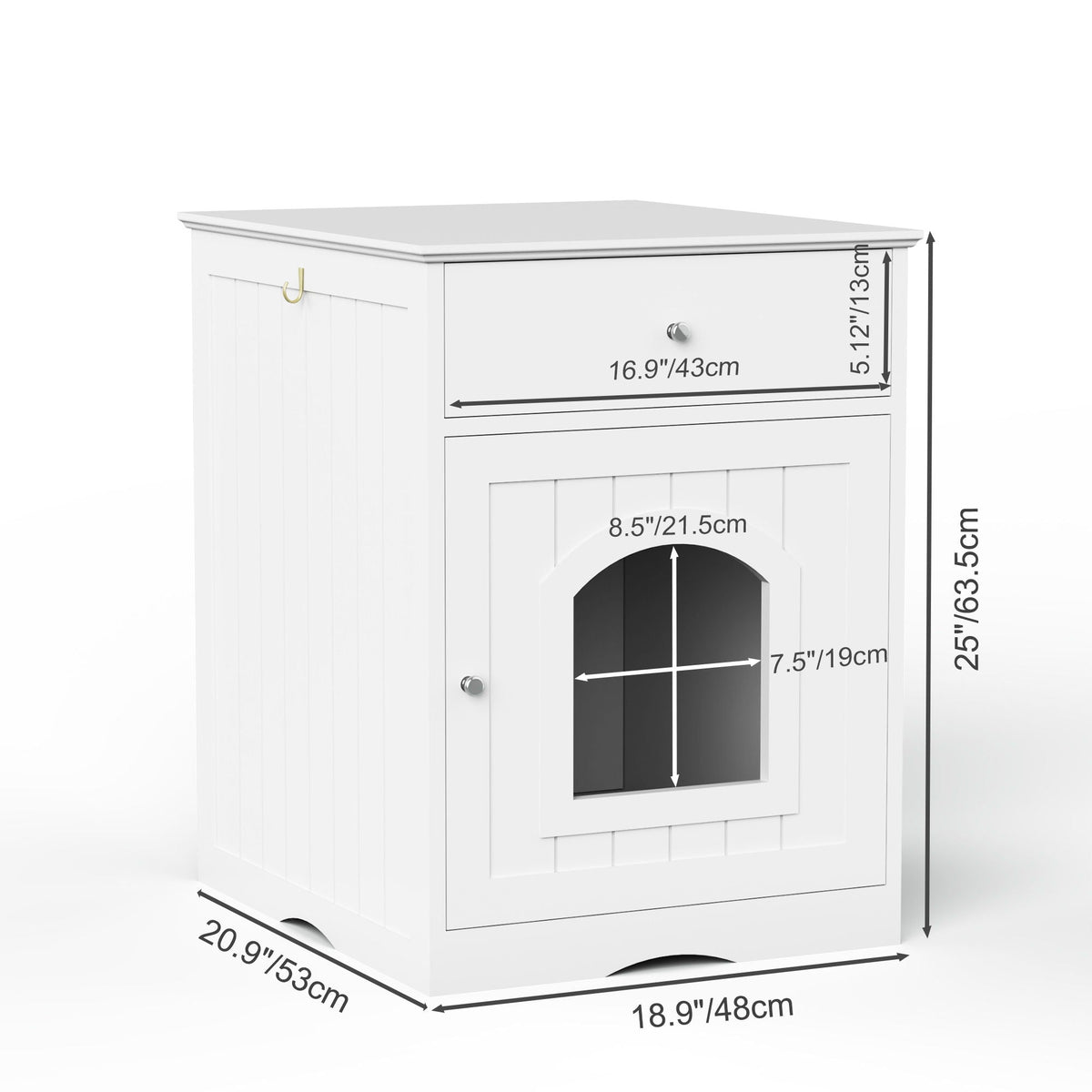Wood Cat Litter Box Enclosure with Drawer - White or Dark Brown, photo 3 of 8
