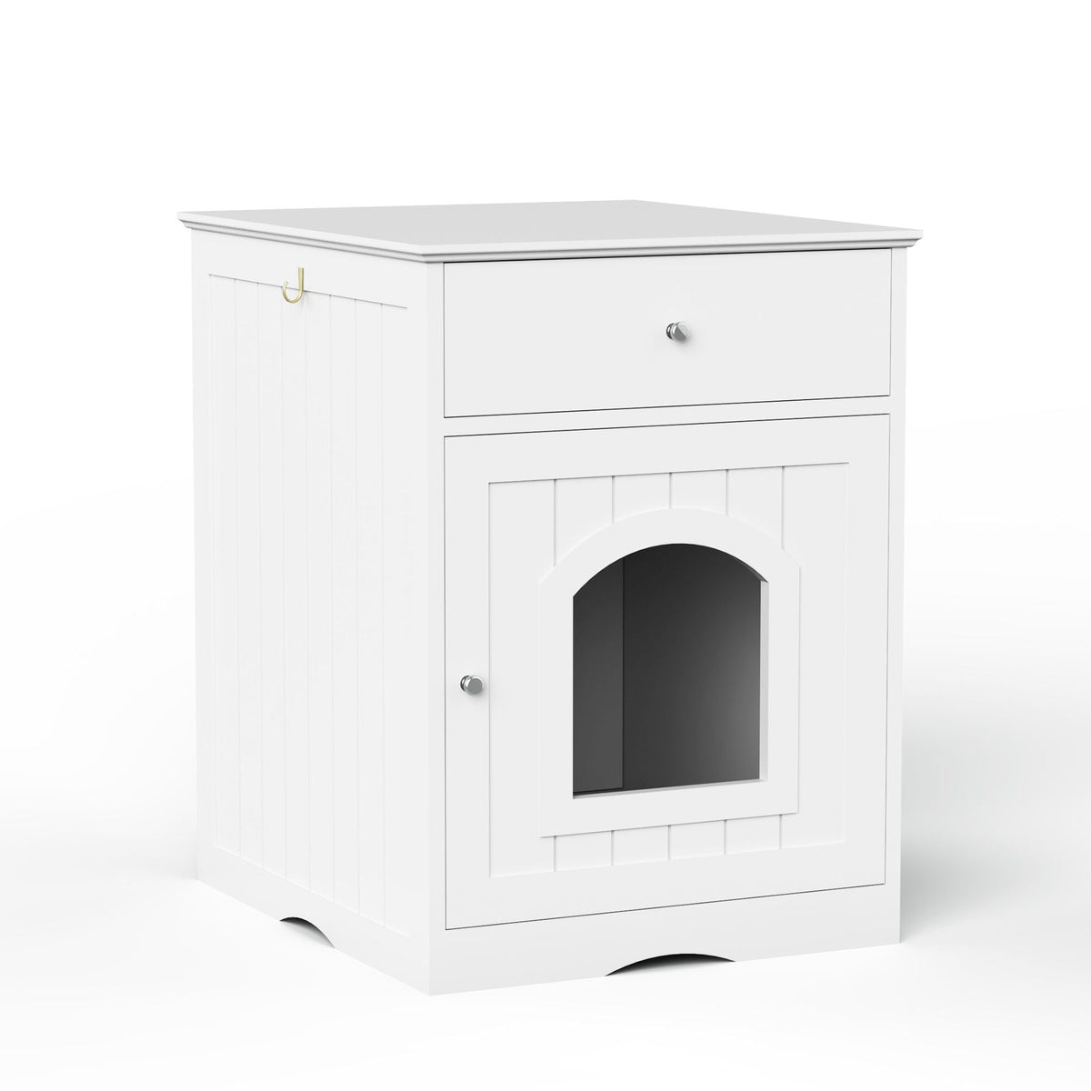 Wood Cat Litter Box Enclosure with Drawer - White or Dark Brown, photo 2 of 8
