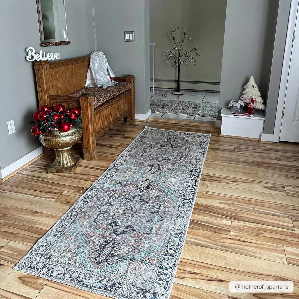 Green Nisa Tumble Dry Washable Rug by Boutique Rugs